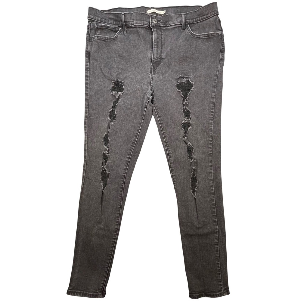 Levi's Black Distressed 720 High Rise Super Skinny Jeans Womens 34